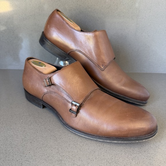 Hugo Boss Other - Hugo Boss Double Monk Strap Dress Shoes Mens 11 Brown Leather Buckle